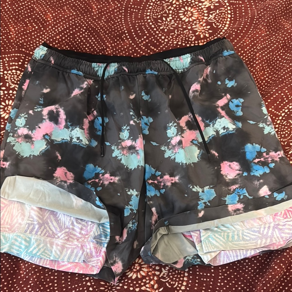 Colorful Tie-Dye Men’s Athletic Shorts With Colorful Under Shorts
